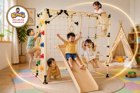 Khung leo trèo trong nhà cho bé không màn hình: Giải pháp vui chơi vận động cho trẻ 1–3 tuổi